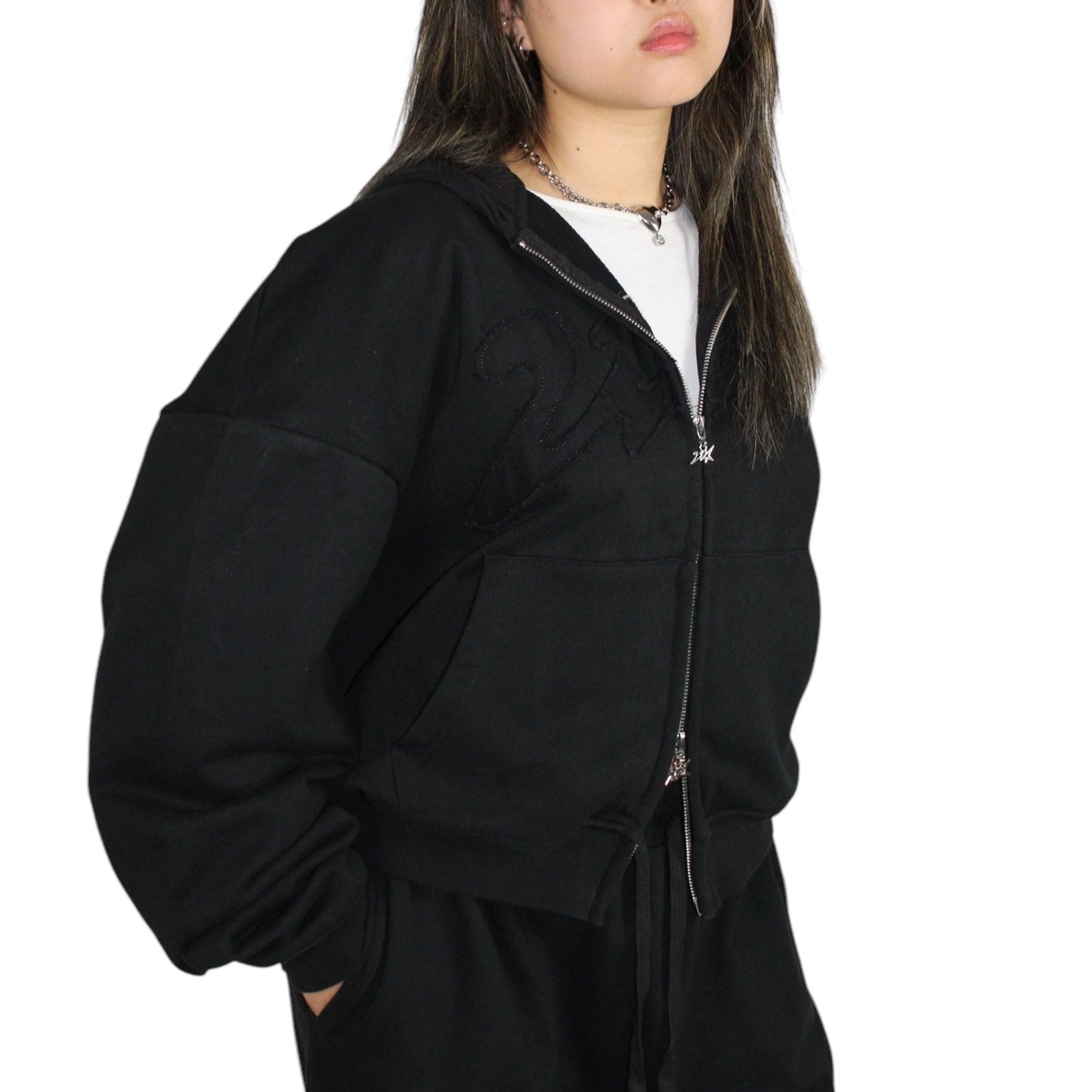 BLACK SWEAT ZIP